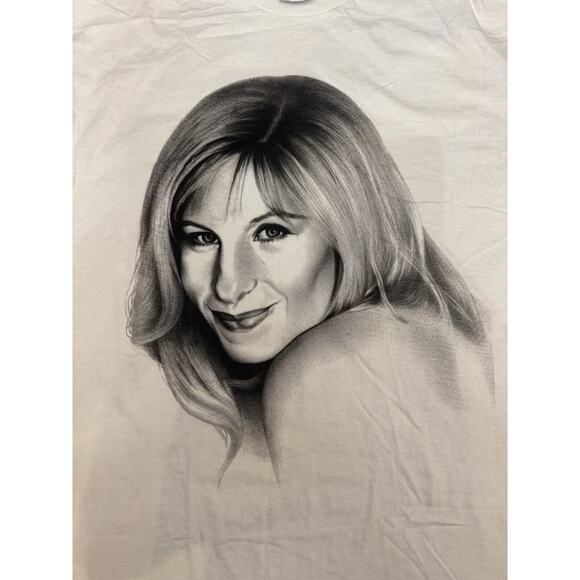 Vintage T Shirt 90s Single Stitch Barbara Streisand Sketch Portrait XL Country - Picture 4 of 10
